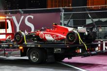 The Ferrari SF-23 of Carlos Sainz Jr (ESP) Ferrari is recovered back to the pits on the back of a truck. Formula 1 World