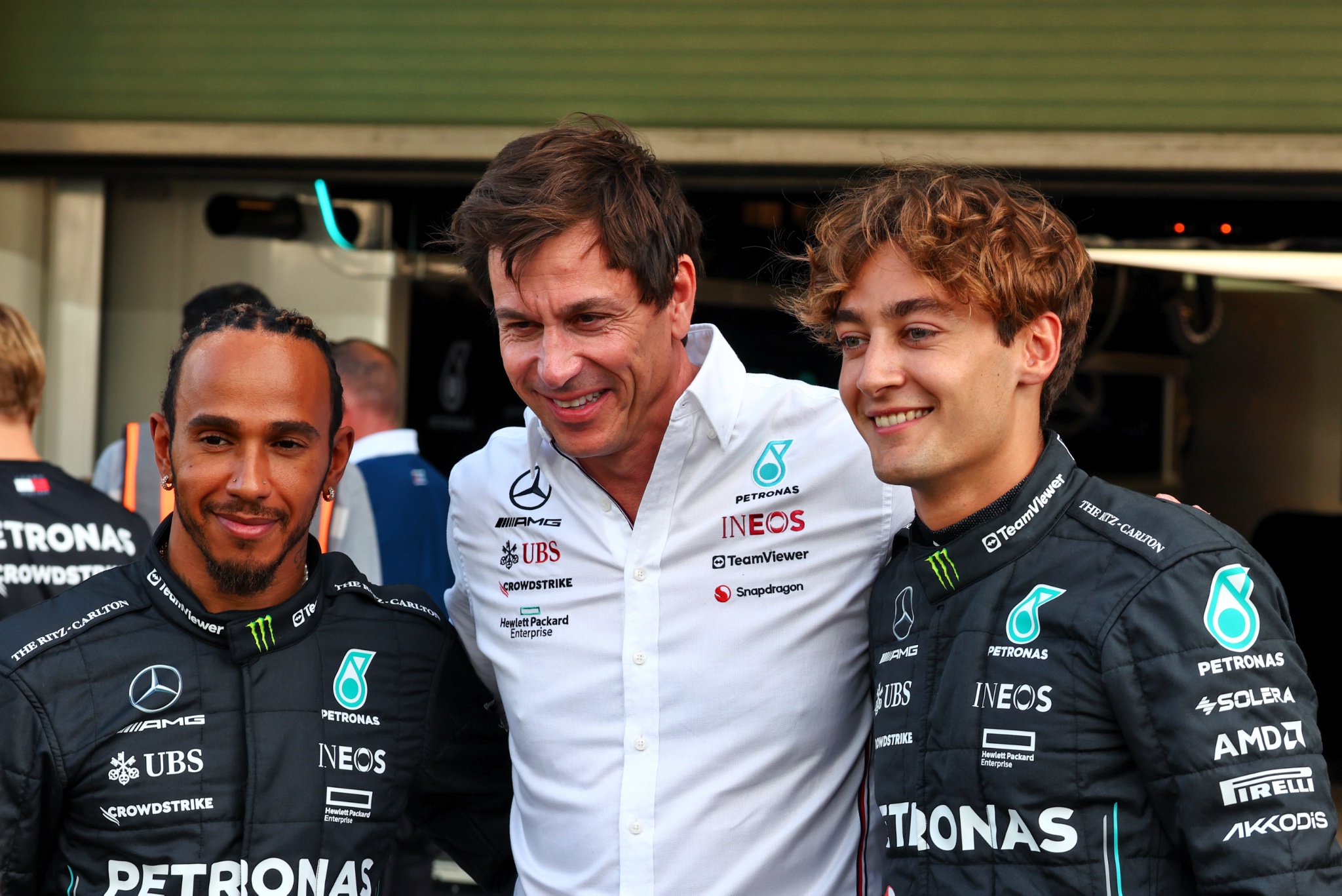 (L to R): Lewis Hamilton (GBR) Mercedes AMG F1 with Toto Wolff (GER) Mercedes AMG F1 Shareholder and Executive Director and