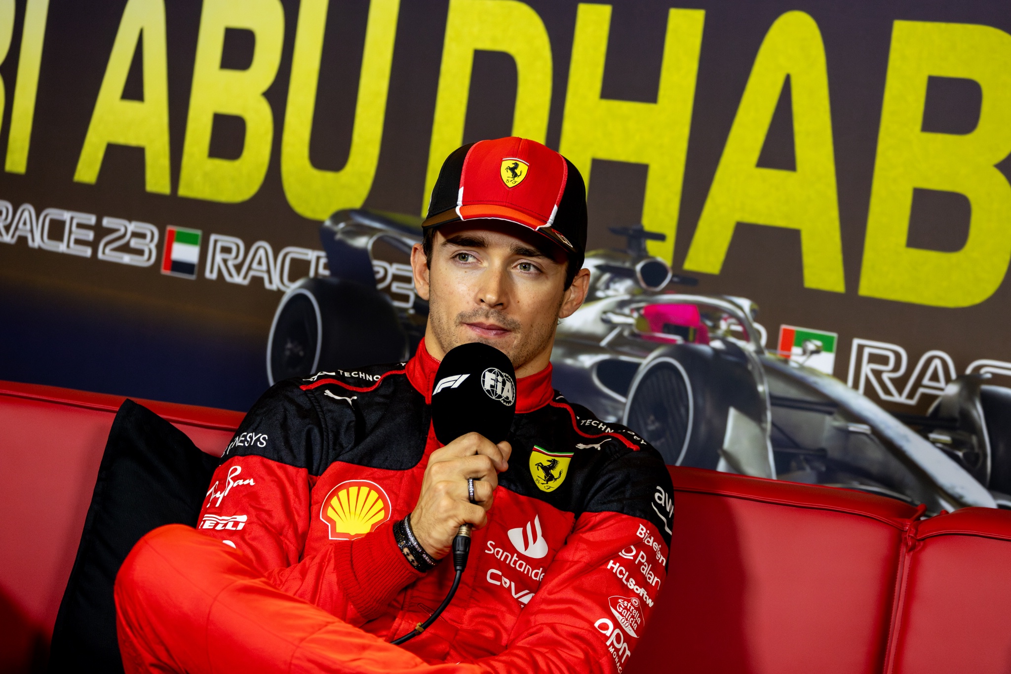 Charles Leclerc (MON) Ferrari in the post race FIA Press Conference. Formula 1 World Championship, Rd 23, Abu Dhabi Grand